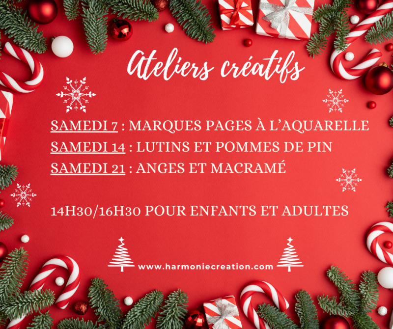 Ateliers créatifs pour les fêtes Noël pour les enfants et les adultes  dans les Bouches-du-Rhône, à Lambesc